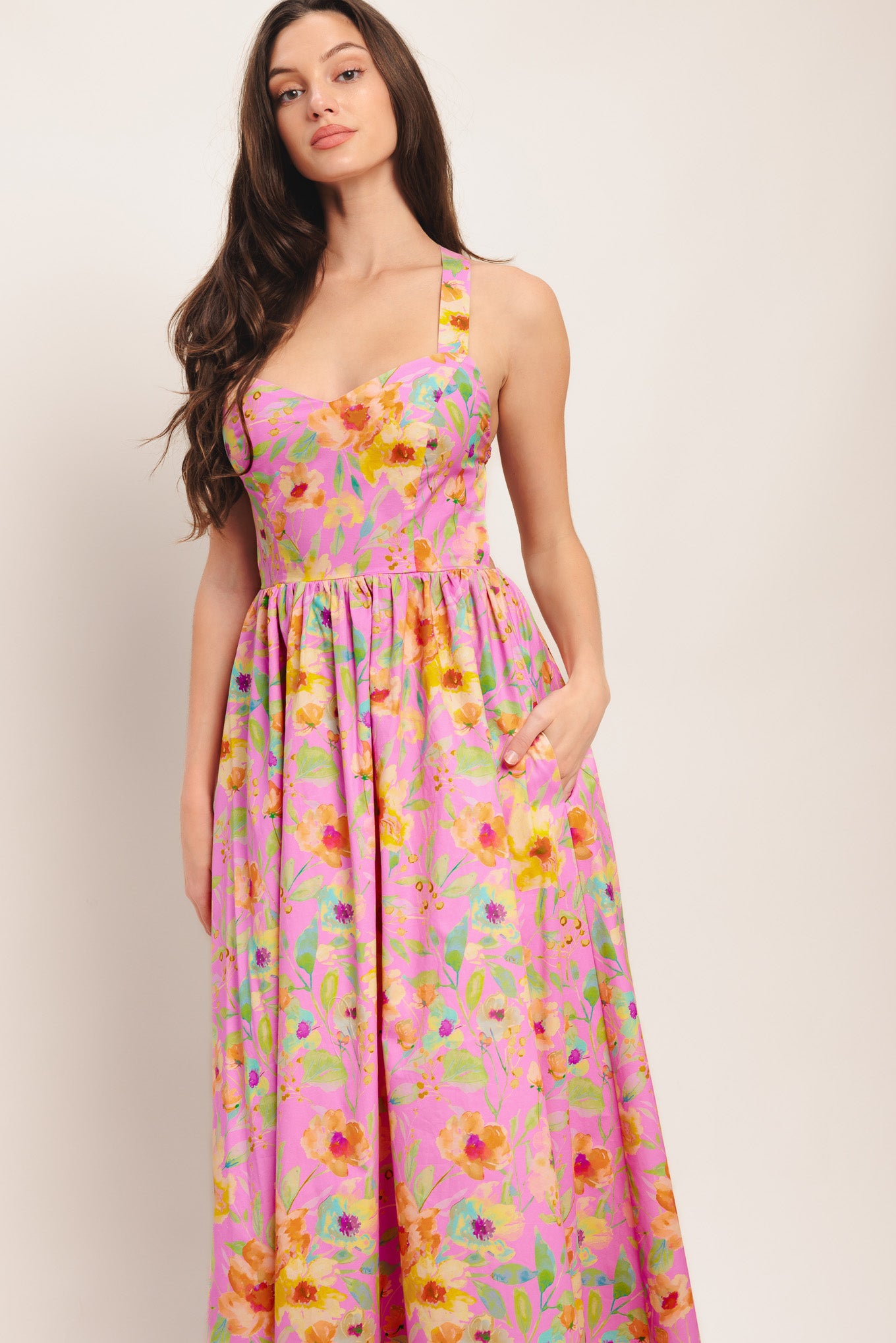 ROSY DAYDREAM WOVEN MIDI DRESS