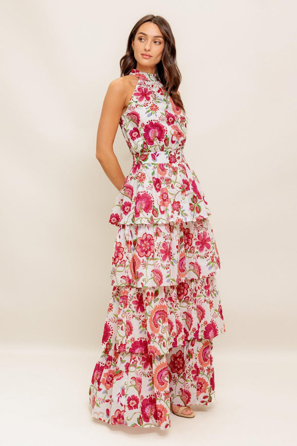 FLORAL RHAPSODY WOVEN MAXI DRESS.