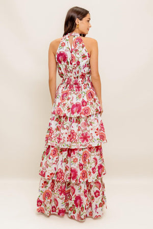 FLORAL RHAPSODY WOVEN MAXI DRESS.
