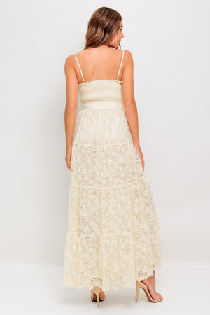 PARADISE AWAITS WOVEN LACE ANKLE DRESS.