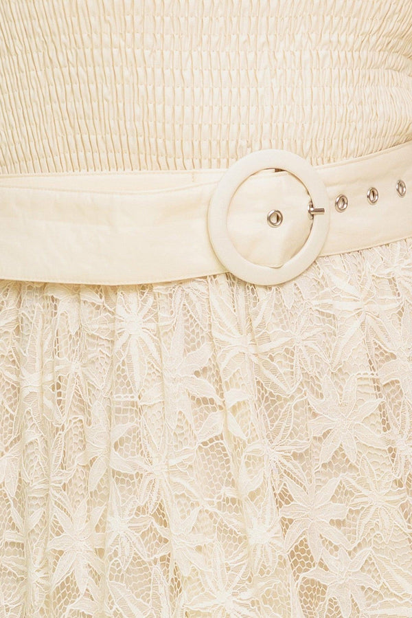PARADISE AWAITS WOVEN LACE ANKLE DRESS.