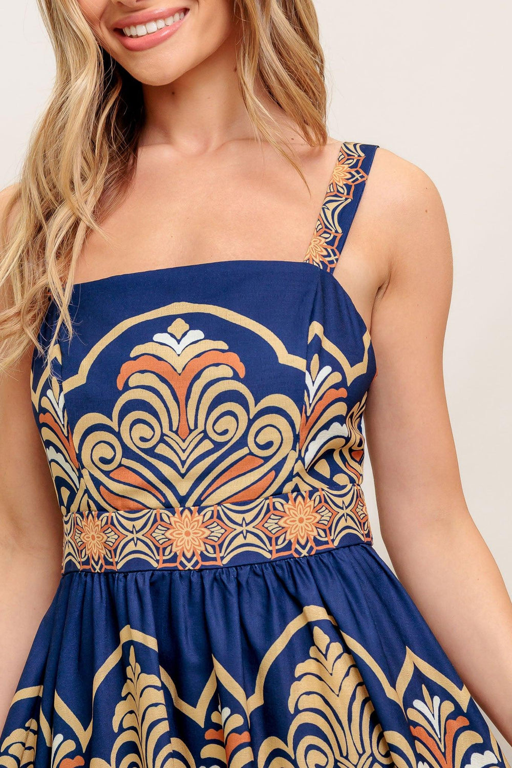 SAHARA DREAMS WOVEN MIDI DRESS.