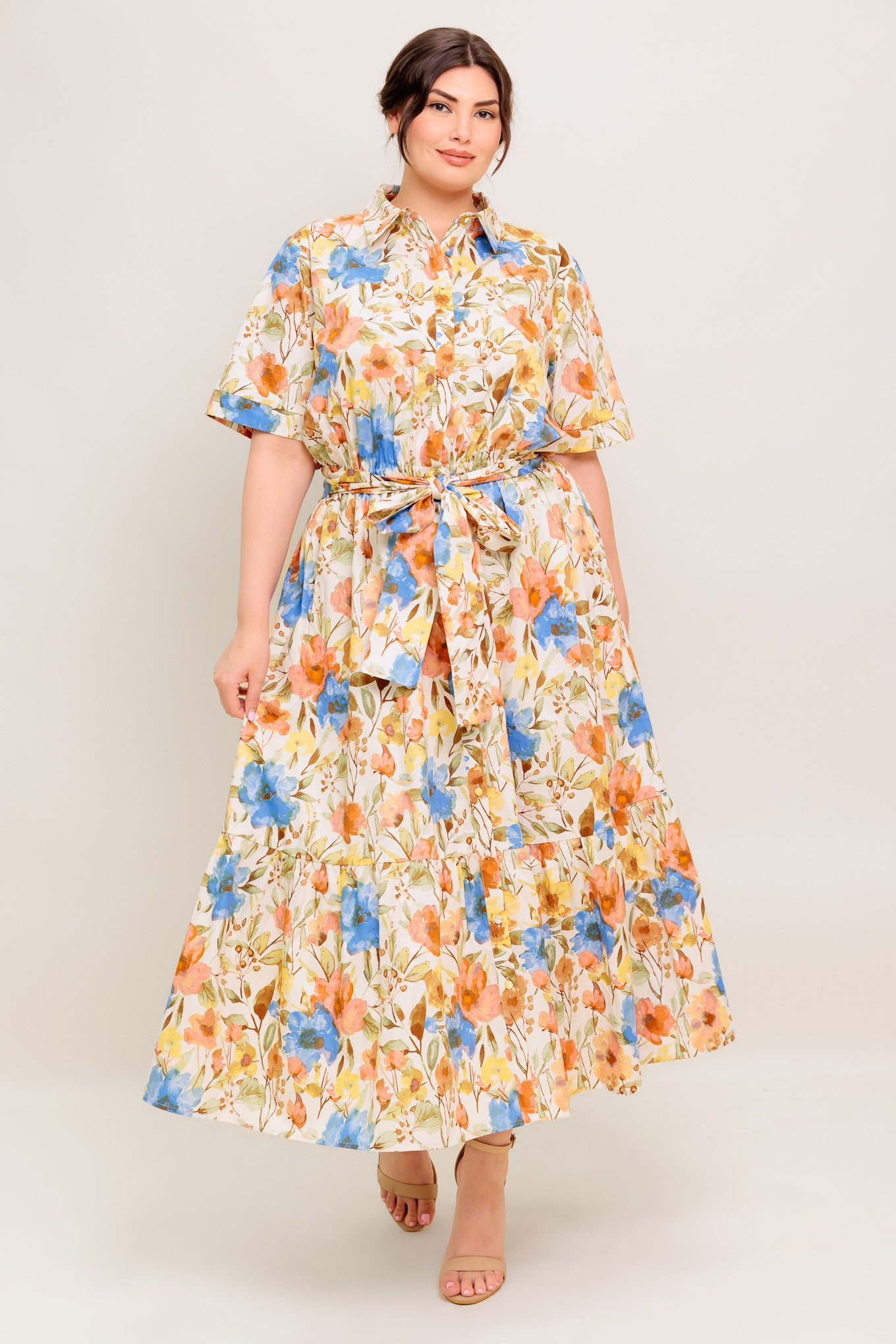 PROSPERINA GIOVANNA IVORY WOVEN MIDI DRESS