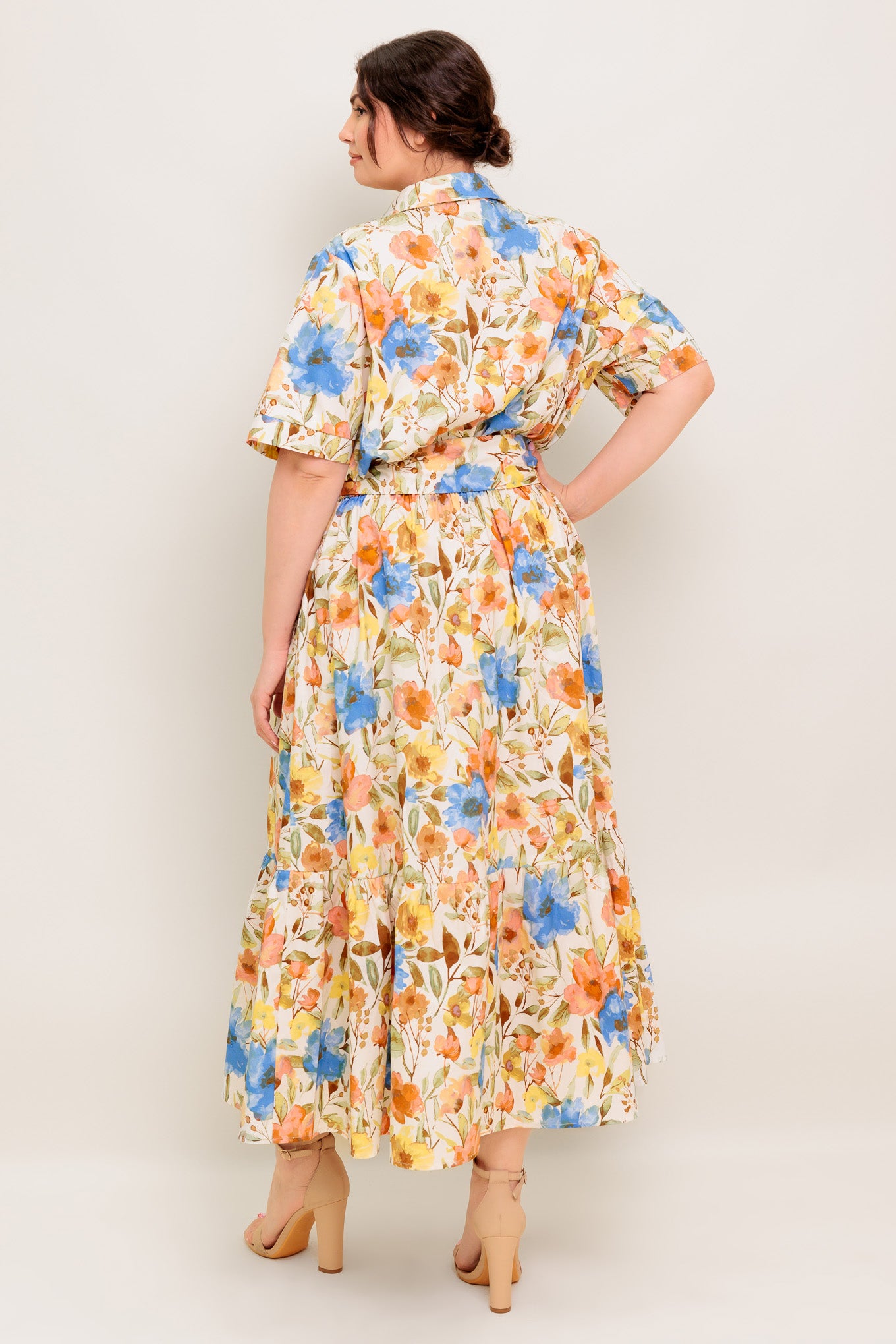 PROSPERINA GIOVANNA IVORY WOVEN MIDI DRESS