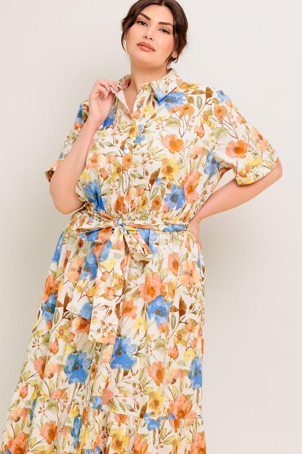 HAZEL DREAM IVORY WOVEN MIDI DRESS.