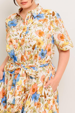 HAZEL DREAM IVORY WOVEN MIDI DRESS.