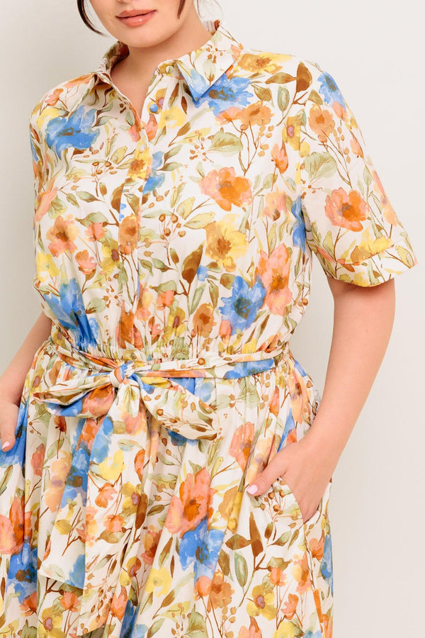HAZEL DREAM IVORY WOVEN MIDI DRESS.