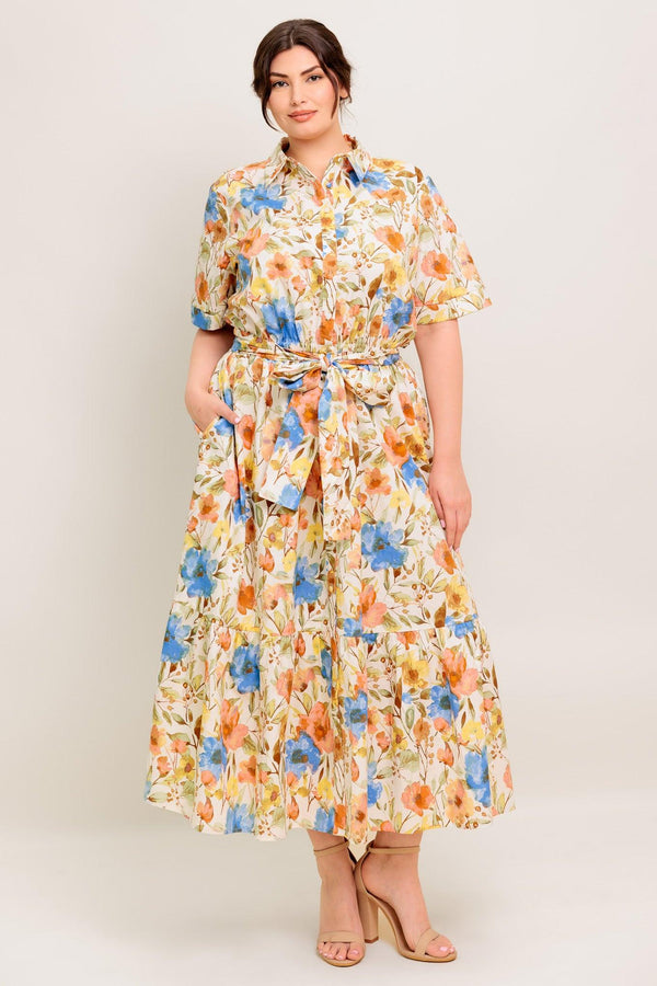 HAZEL DREAM IVORY WOVEN MIDI DRESS.