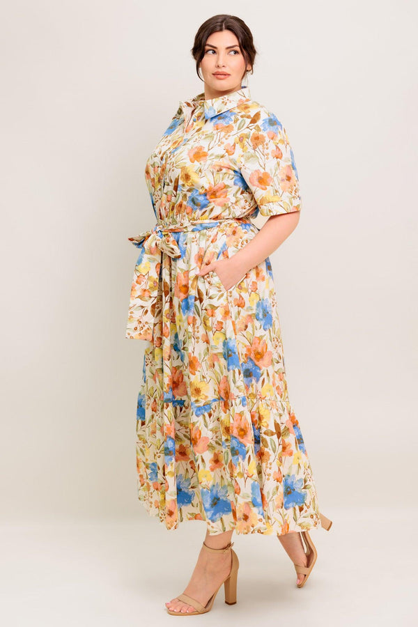 HAZEL DREAM IVORY WOVEN MIDI DRESS.