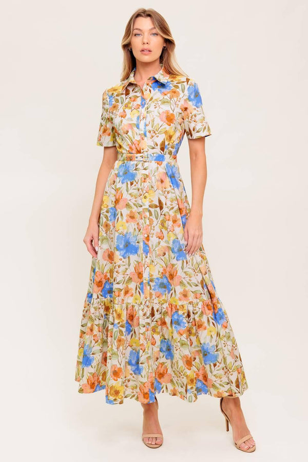 HAZEL DREAM IVORY WOVEN MIDI DRESS.