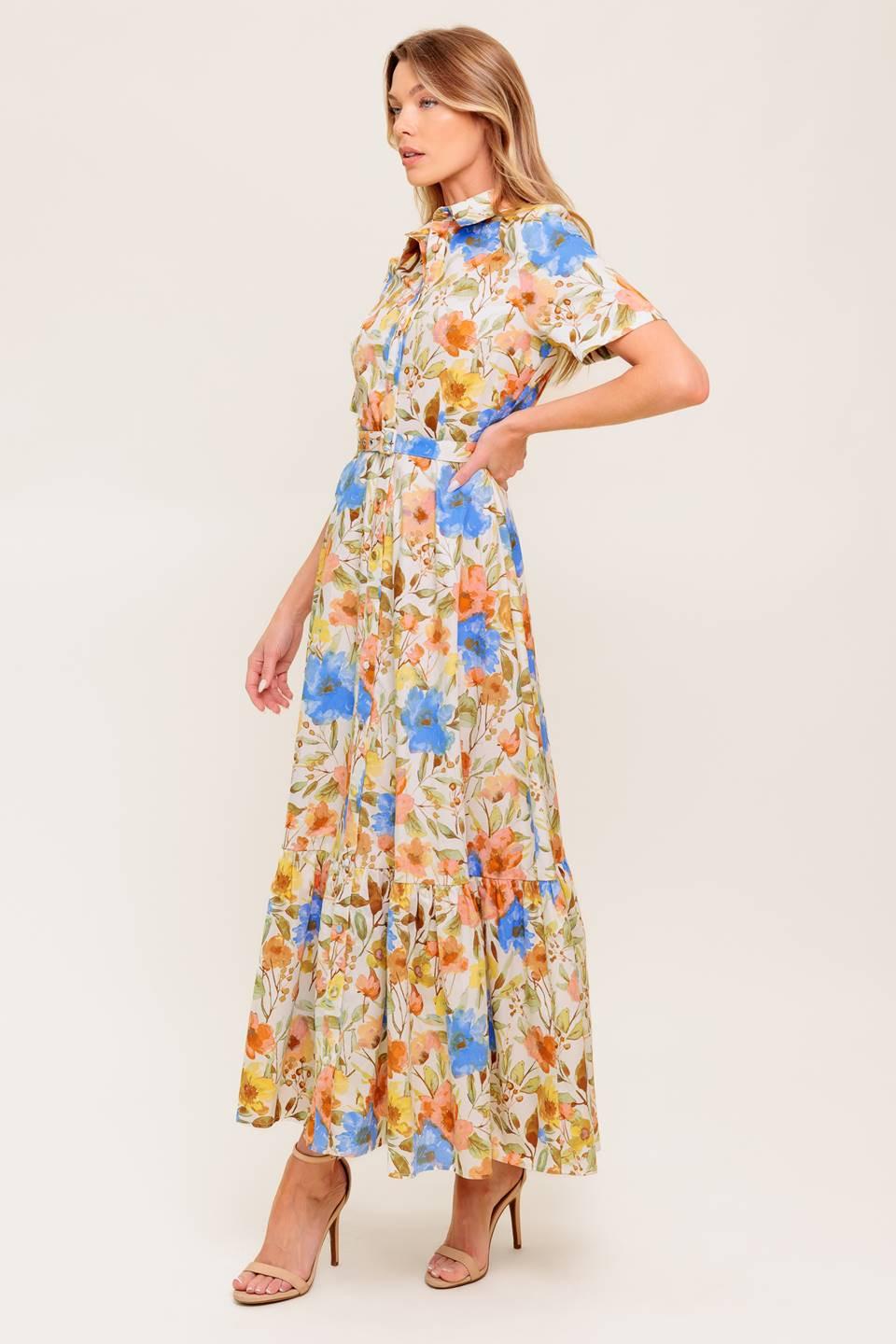 HAZEL DREAM IVORY WOVEN MIDI DRESS.
