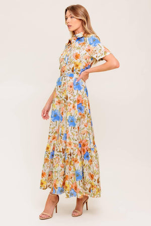 HAZEL DREAM IVORY WOVEN MIDI DRESS.
