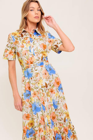 HAZEL DREAM IVORY WOVEN MIDI DRESS.