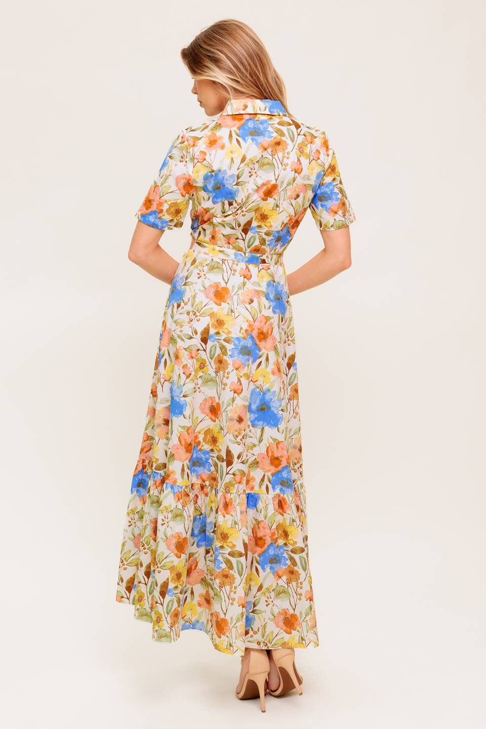 PROSPERINA GIOVANNA IVORY WOVEN MIDI DRESS