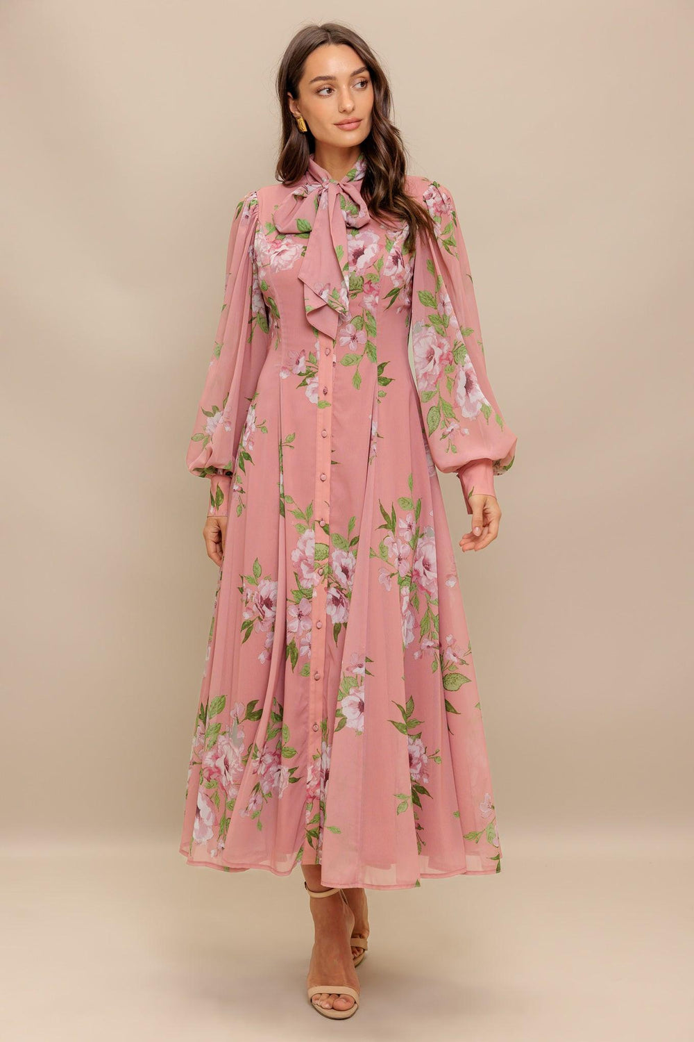 BLUSH BOTANICA WOVEN MIDI DRESS.