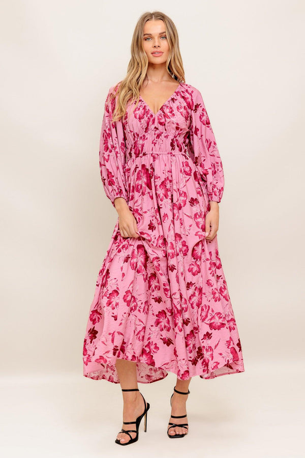HONEY BUN MOUVE WOVEN MIDI DRESS.