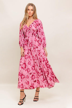 HONEY BUN MOUVE WOVEN MIDI DRESS.