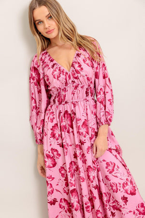 HONEY BUN MOUVE WOVEN MIDI DRESS.
