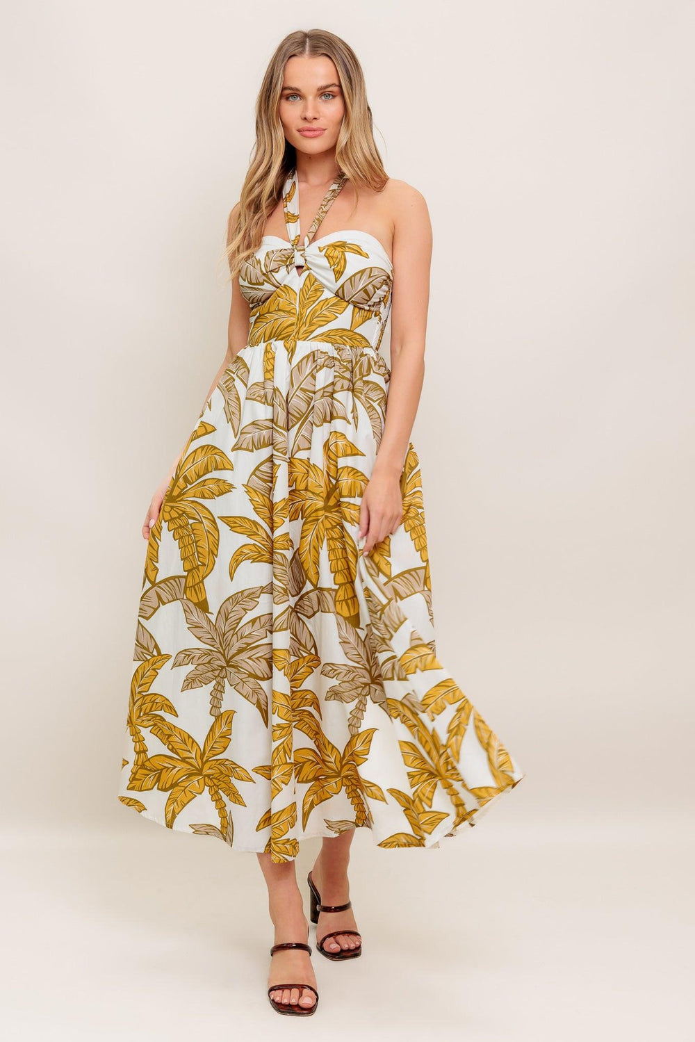 PETITE LOVE WOVEN MIDI DRESS.