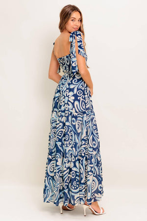 ISLAND SERENADE NAVY WOVEN MAXI DRESS.