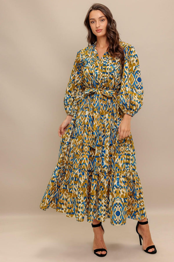 TERRA VISION WOVEN MIDI DRESS.