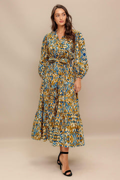 TERRA VISION WOVEN MIDI DRESS.