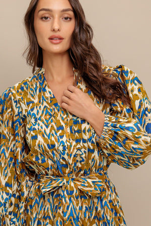 TERRA VISION WOVEN MIDI DRESS.