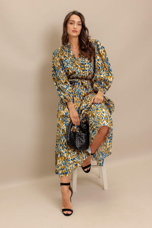 TERRA VISION WOVEN MIDI DRESS.
