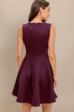 WINE IN THE SUN FAUX SUEDE MINI DRESS.