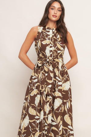 ELEGANT BLOOM WOVEN MIDI DRESS.