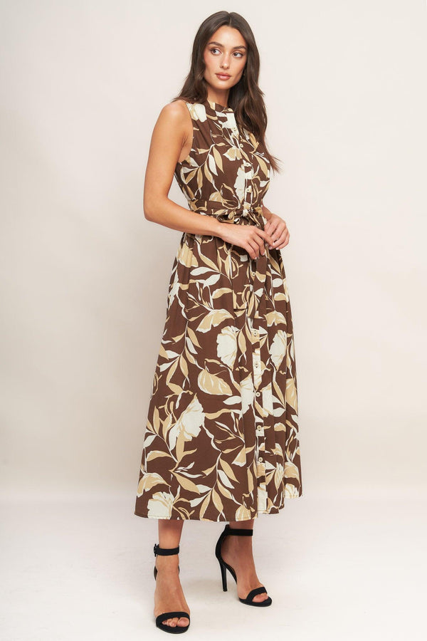 ELEGANT BLOOM WOVEN MIDI DRESS.