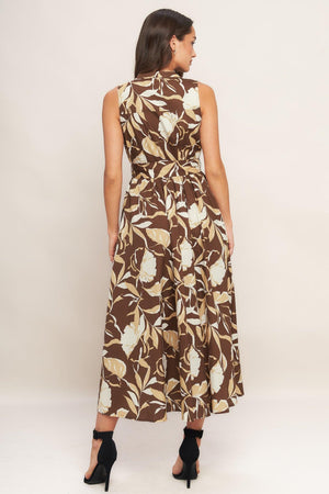 ELEGANT BLOOM WOVEN MIDI DRESS.