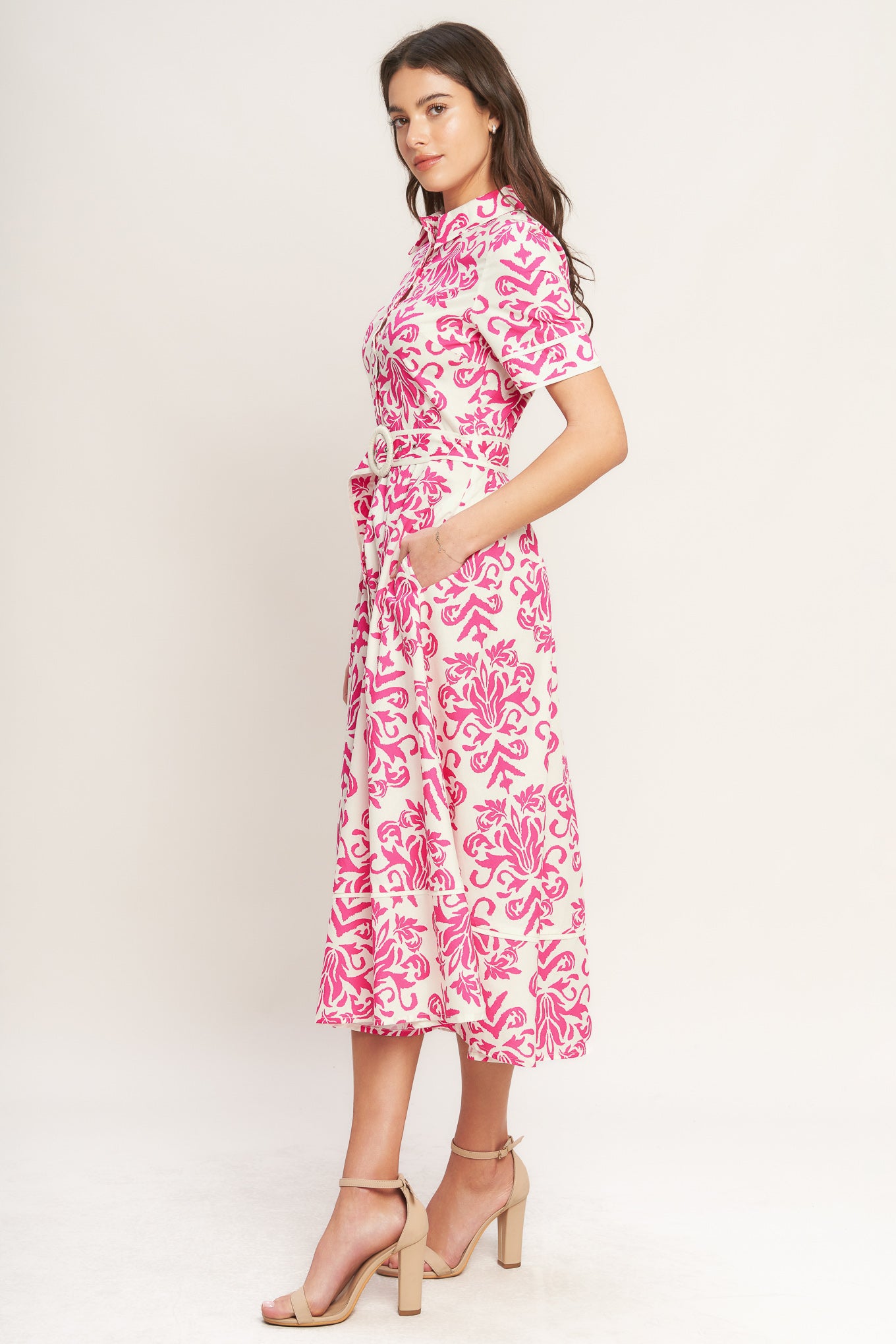FESTA BLOSSOM WOVEN MIDI SHIRT DRESS