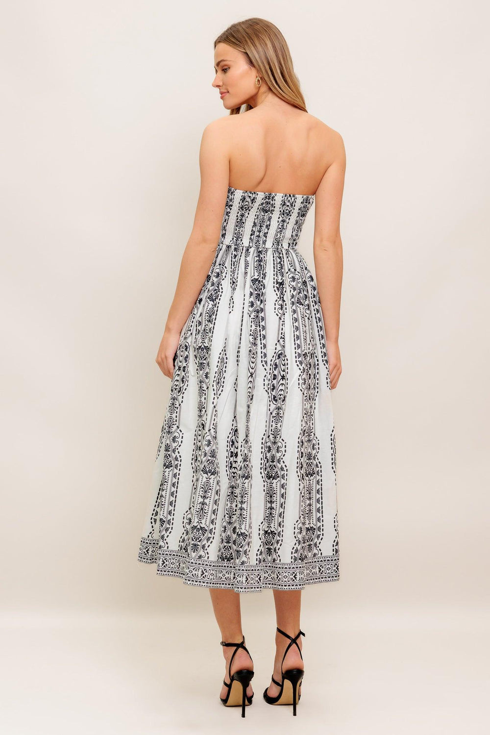 SUMMER SILHOUETTE WOVEN MIDI DRESS.