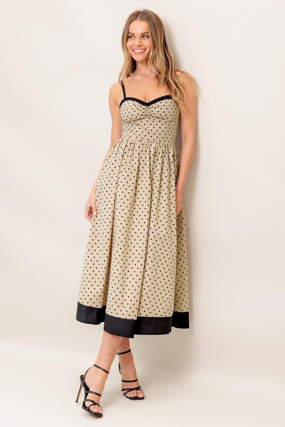 POLKA PASSION WOVEN MAXI DRESS.