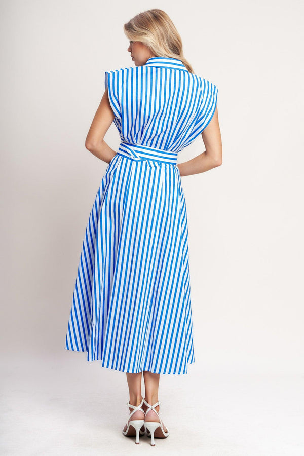 BISTRO STRIPE WOVEN MIDI DRESS - Flying Tomato - DRESSES - Flying Tomato