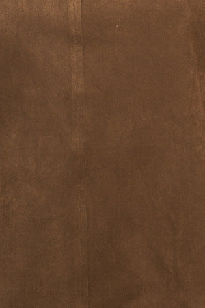 A faux suede midi shift dress featuring round neckline, cap sleeve and back neck tie closure