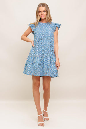 CUPCAKE SMILE WOVEN EYELET BABYDOLL DRESS.