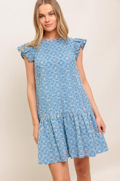 CUPCAKE SMILE WOVEN EYELET BABYDOLL DRESS.