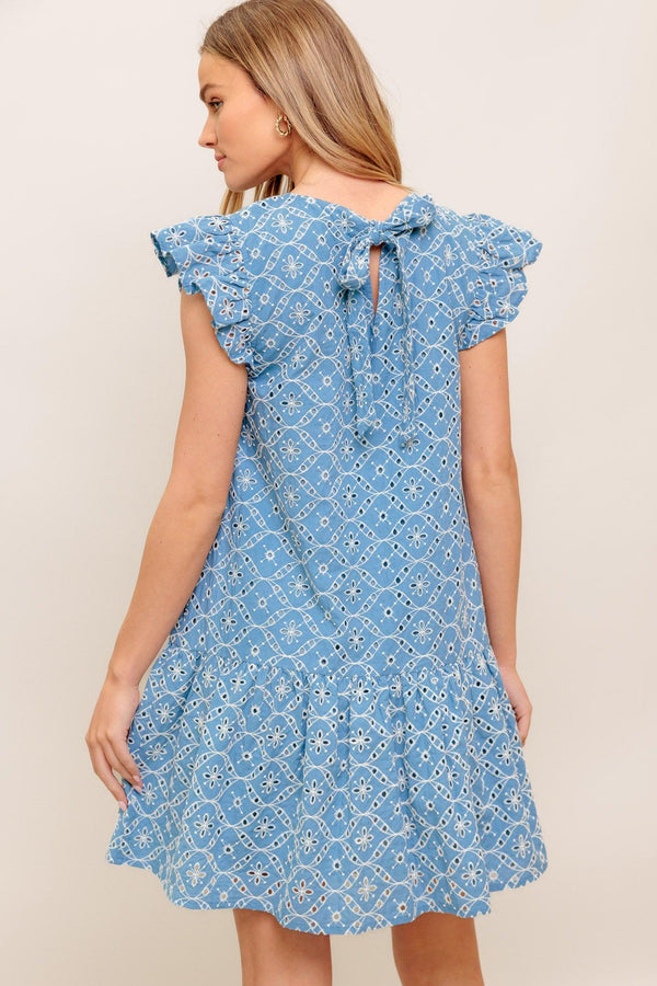 CUPCAKE SMILE WOVEN EYELET BABYDOLL DRESS.