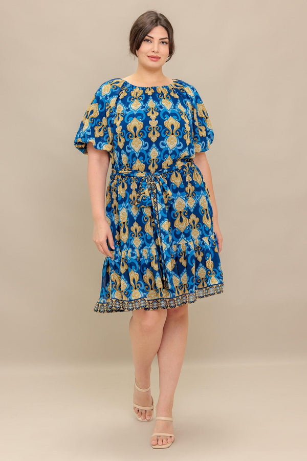 BAROQUE BREEZE WOVEN MINI DRESS.
