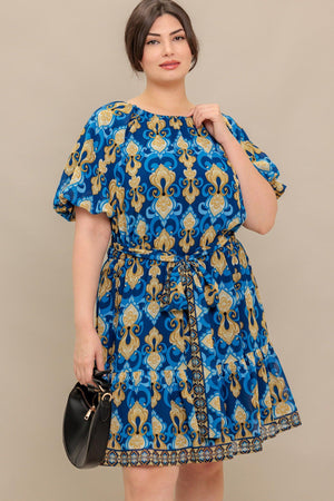 BAROQUE BREEZE WOVEN MINI DRESS.