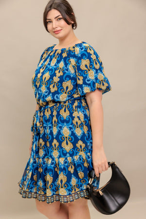 BAROQUE BREEZE WOVEN MINI DRESS.