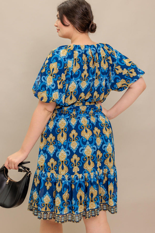 BAROQUE BREEZE WOVEN MINI DRESS.