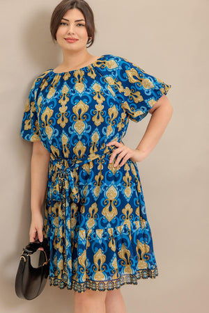 BAROQUE BREEZE WOVEN MINI DRESS.