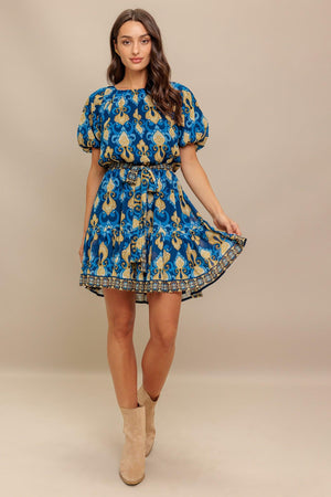 BAROQUE BREEZE WOVEN MINI DRESS.