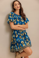 BAROQUE BREEZE WOVEN MINI DRESS.