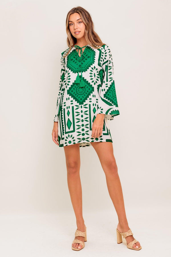 EMERALD TERRA TUNIC WOVEN MINI DRESS.