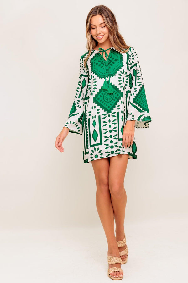 EMERALD TERRA TUNIC WOVEN MINI DRESS.
