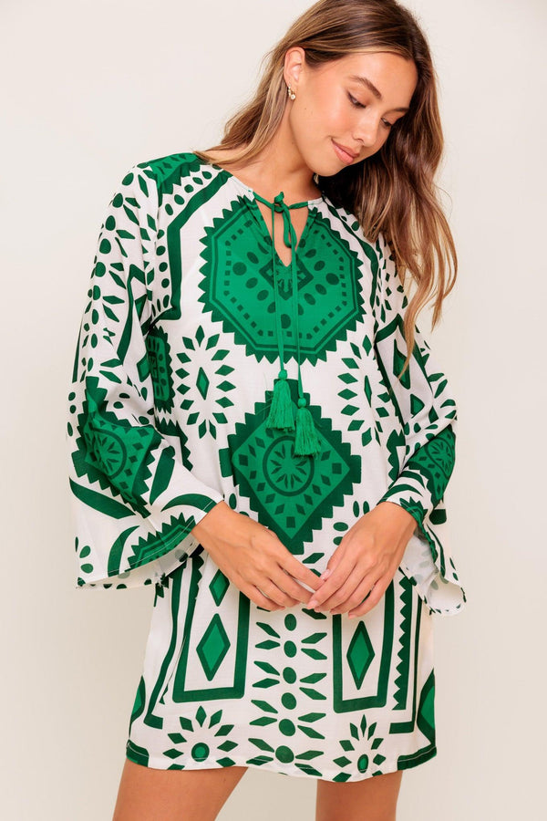 EMERALD TERRA TUNIC WOVEN MINI DRESS.